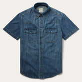 Turquoise Snap Short Sleeve Denim Shirt Blue | Stetson Men
