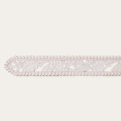 Tooled Laced Edge Belt White | Stetson Women