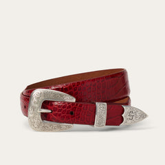 Croco Print Tapered Belt Red | Stetson Women