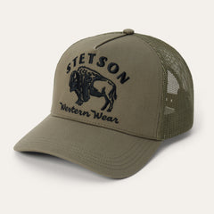Bison Trucker Hat Olive | Stetson Hats