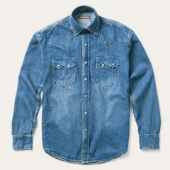 Turquoise Snap Western Denim Shirt Blue | Stetson Men