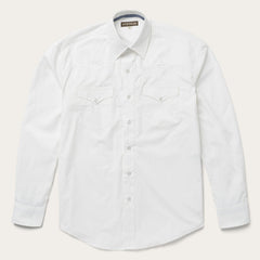 Classic Solid Snap Poplin Shirt In Optic White White | Stetson Men