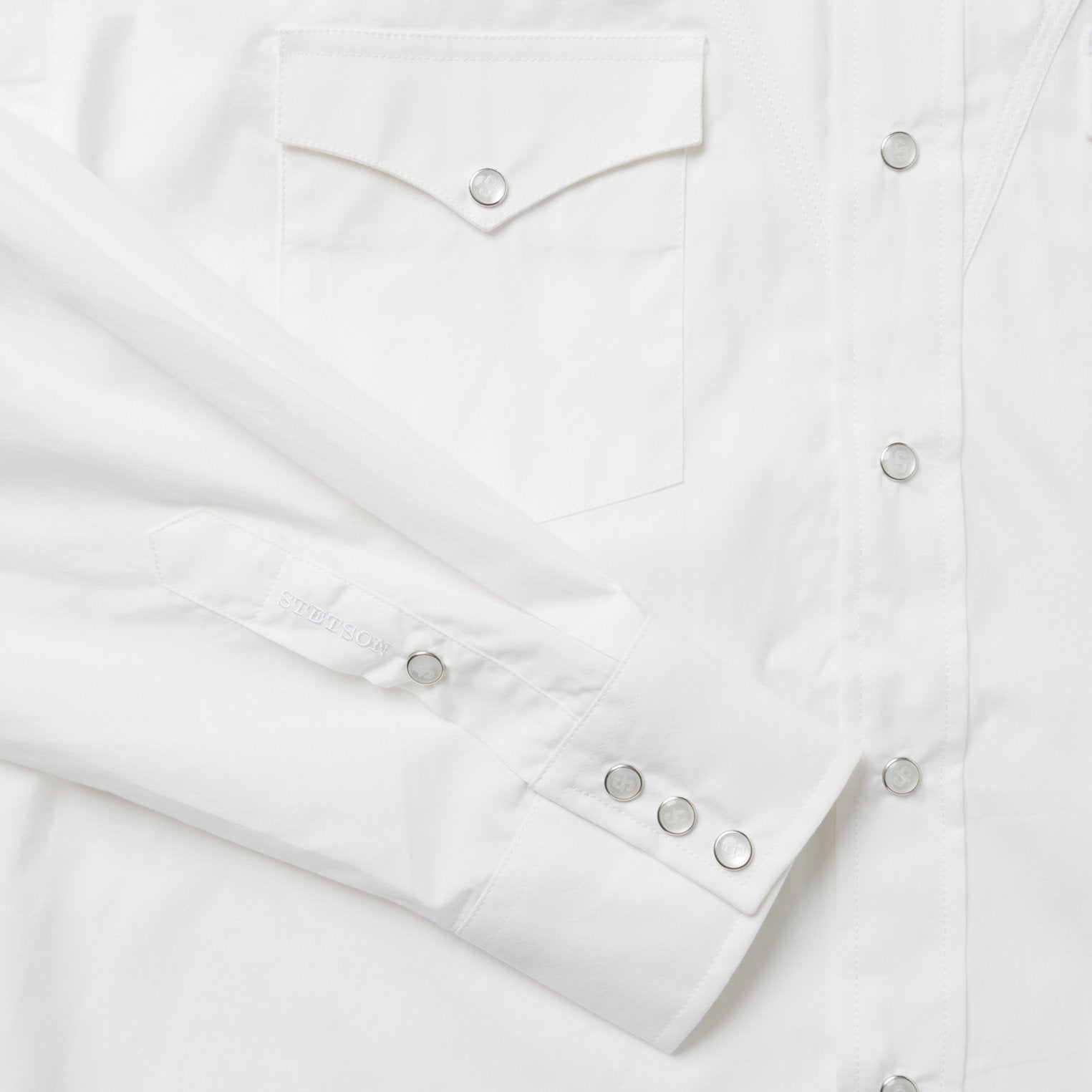 Classic Solid Snap Poplin Shirt In Optic White White | Stetson Men