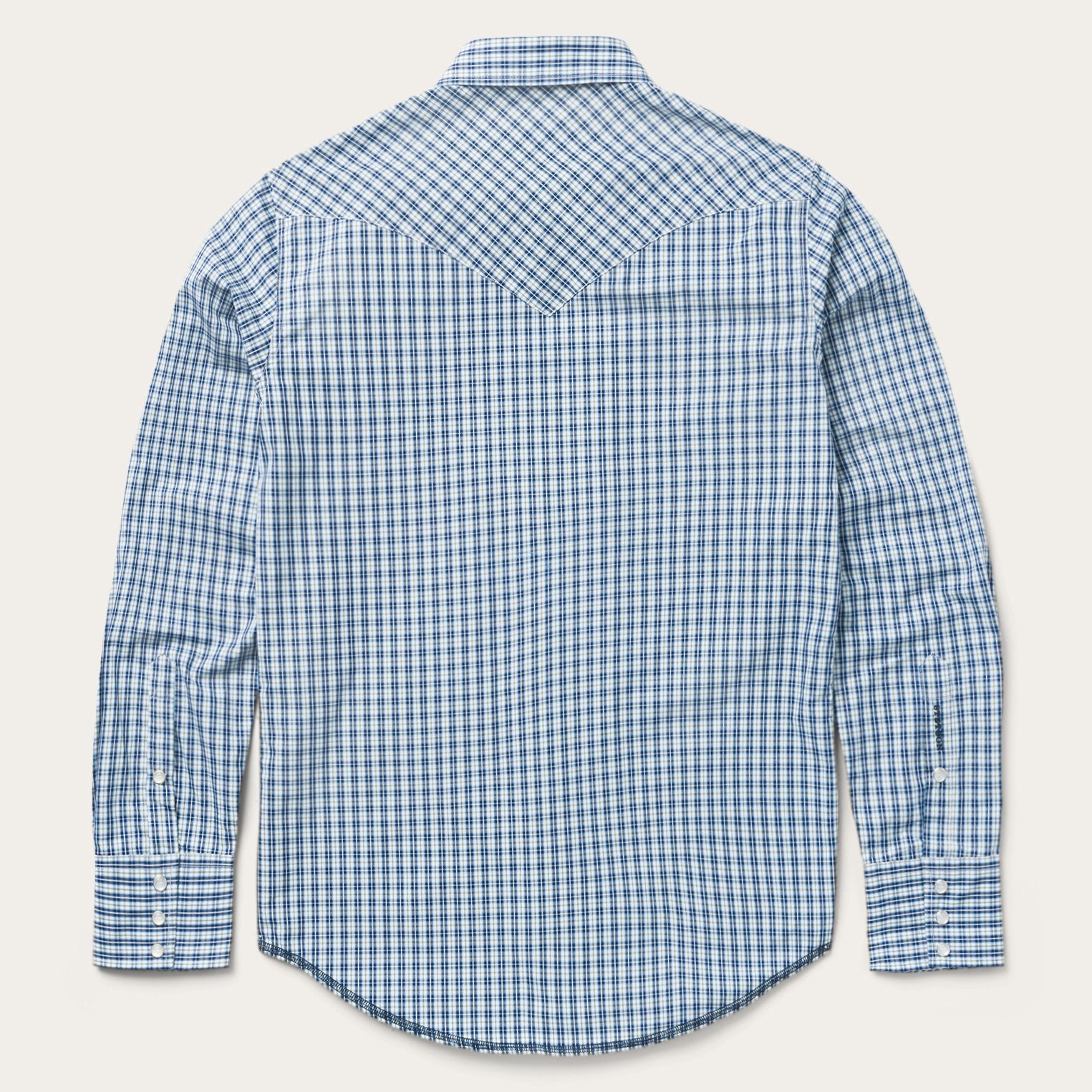 Modern Snap Front Shirt in Mini Check Blue | Stetson Men