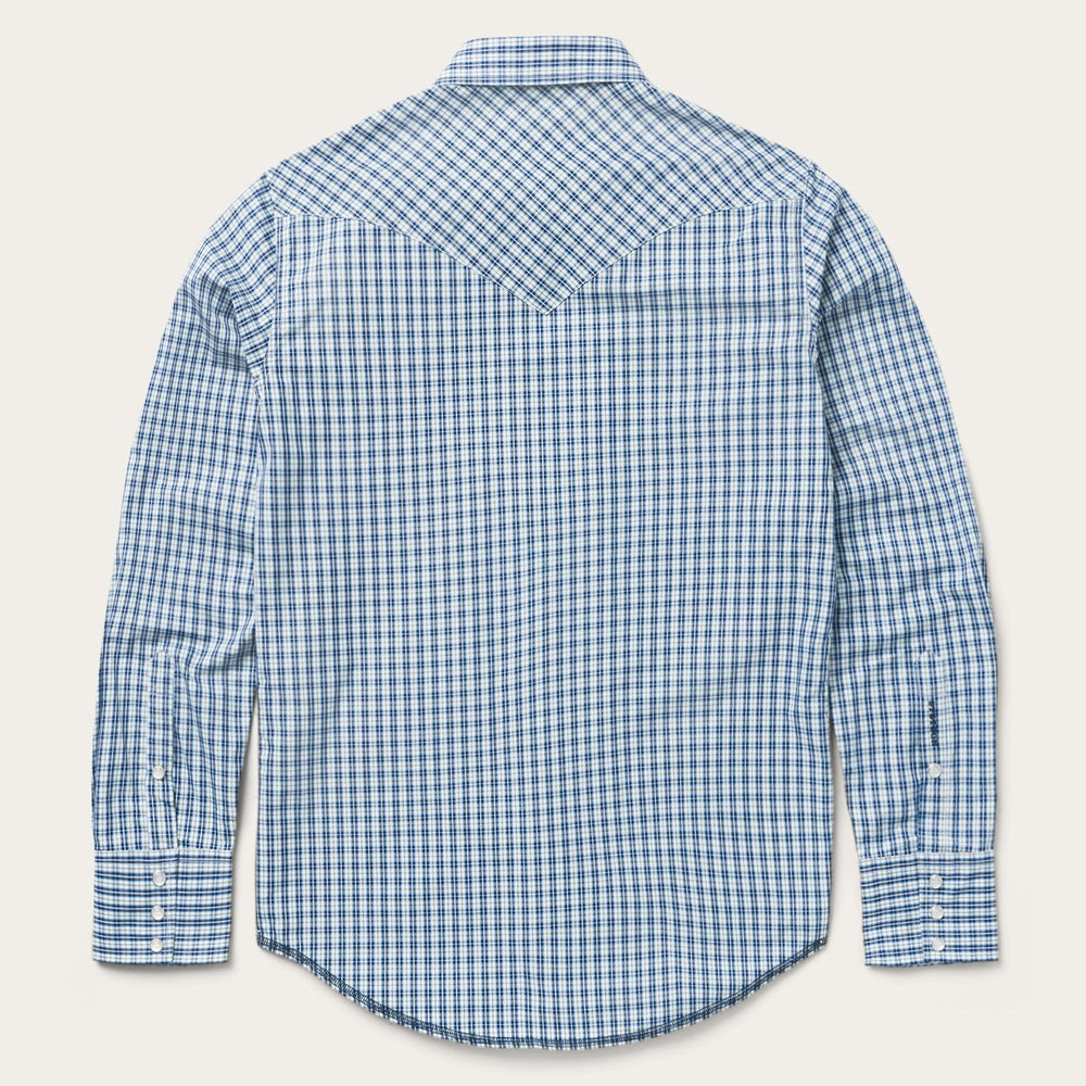 Modern Snap Front Shirt in Mini Check Blue | Stetson Men