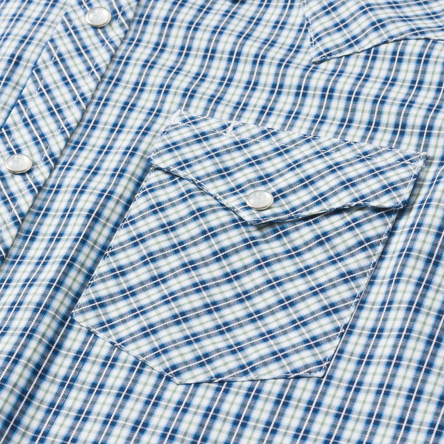 Modern Snap Front Shirt in Mini Check Blue | Stetson Men