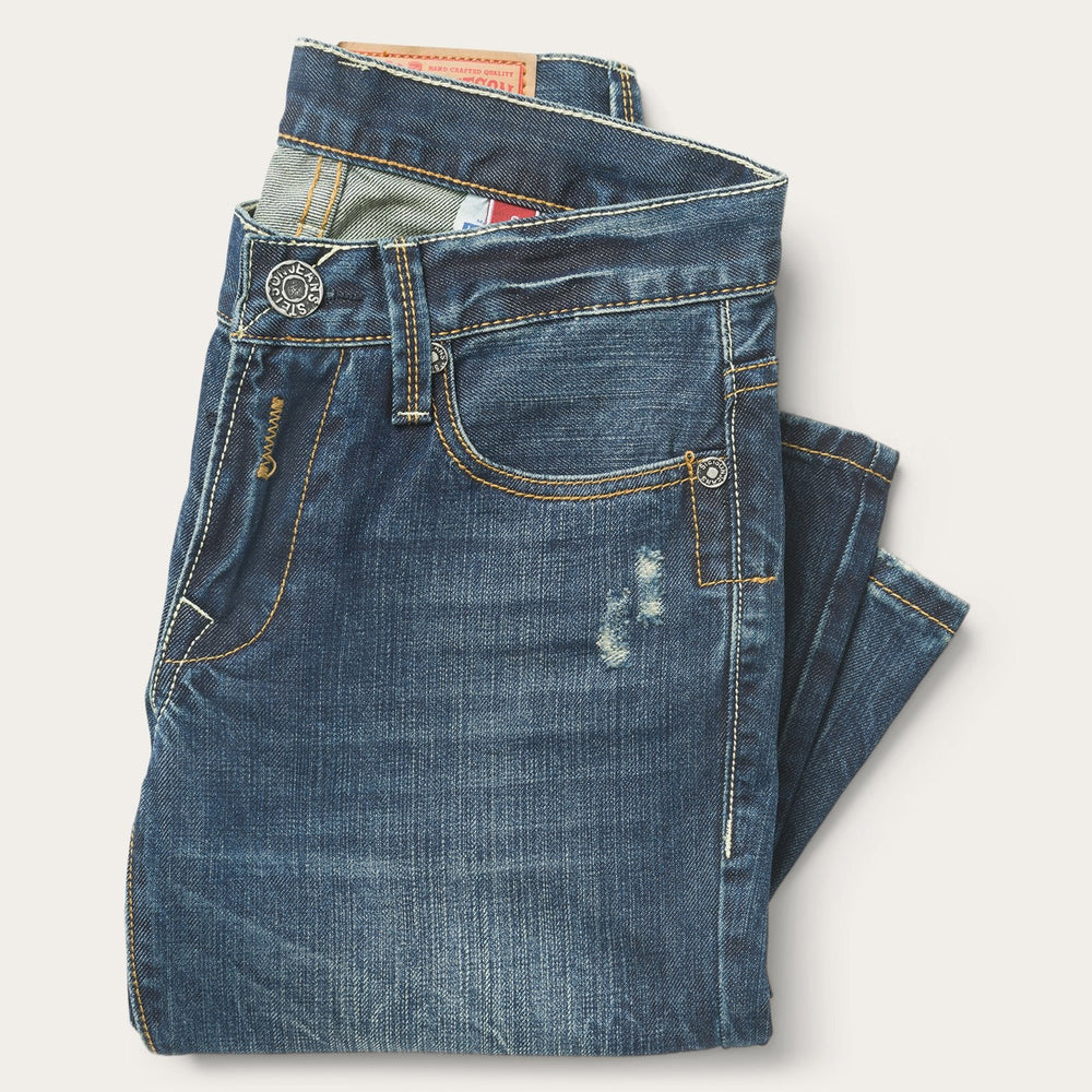 1014 Fit Destructed Dark Wash Jeans Blue | Stetson Men