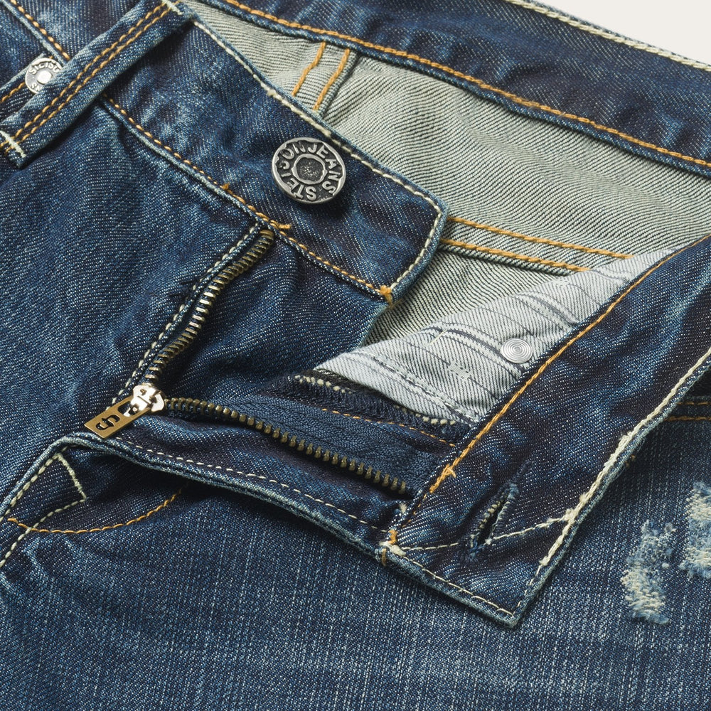 1014 Fit Destructed Dark Wash Jeans Blue | Stetson Men