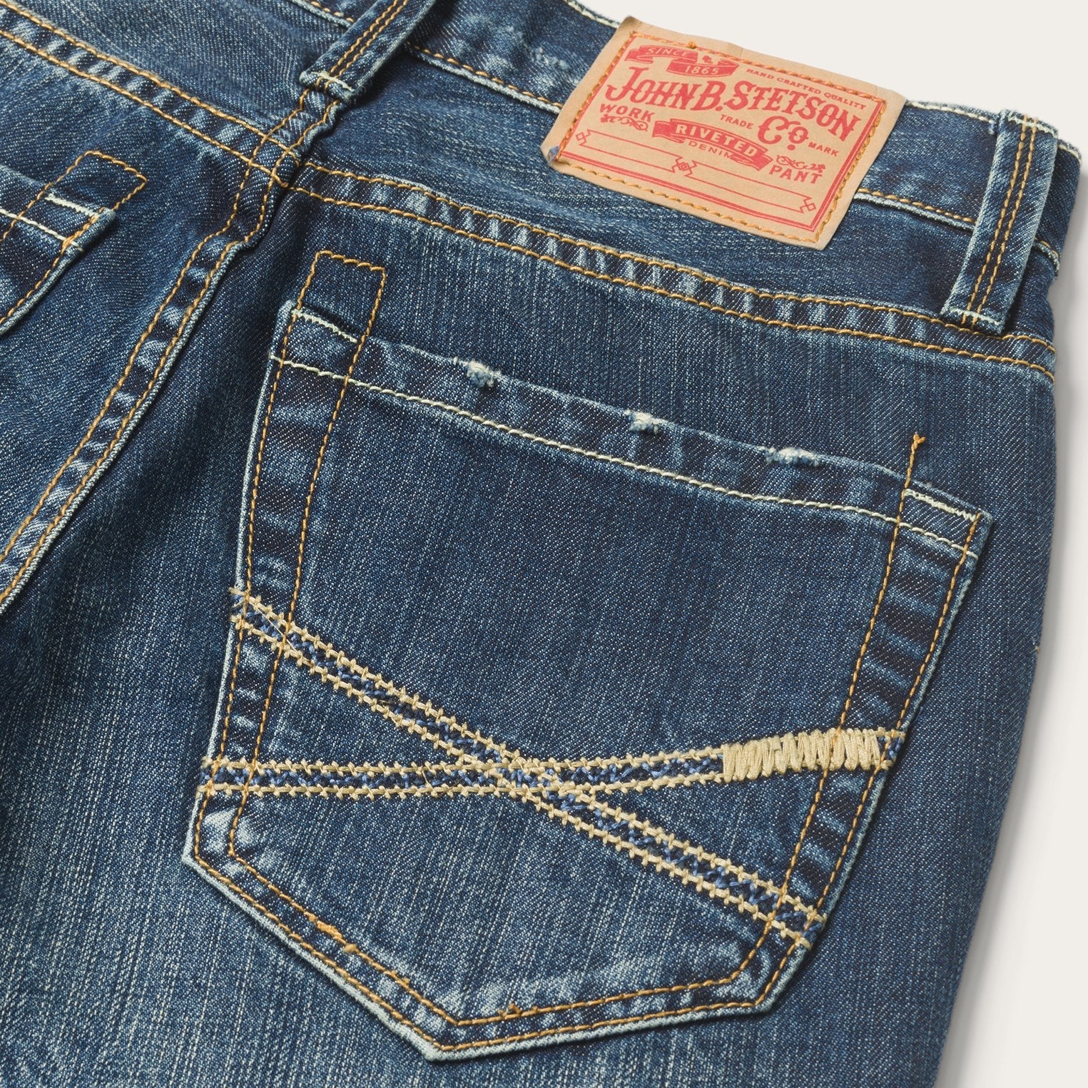 1014 Fit Destructed Dark Wash Jeans Blue | Stetson Men