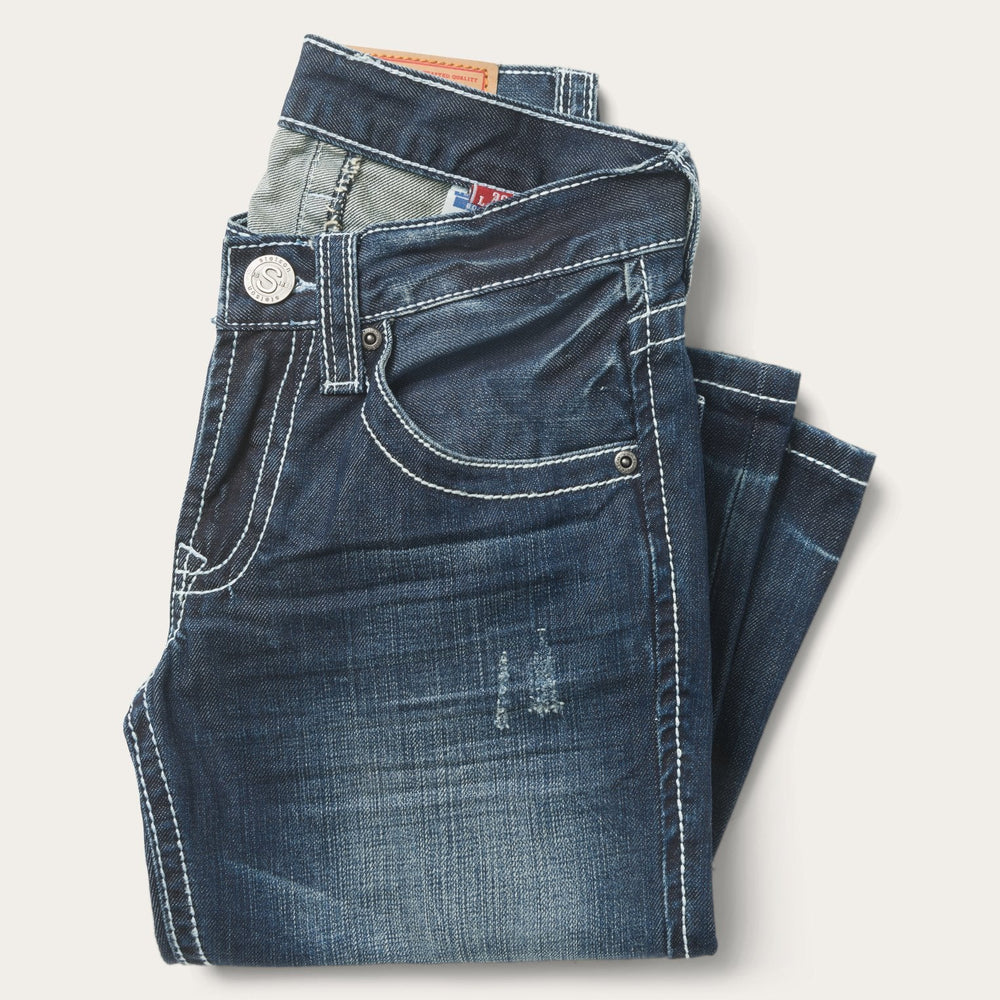 1014 Fit Destructed Medium Wash Jeans Blue | Stetson Men