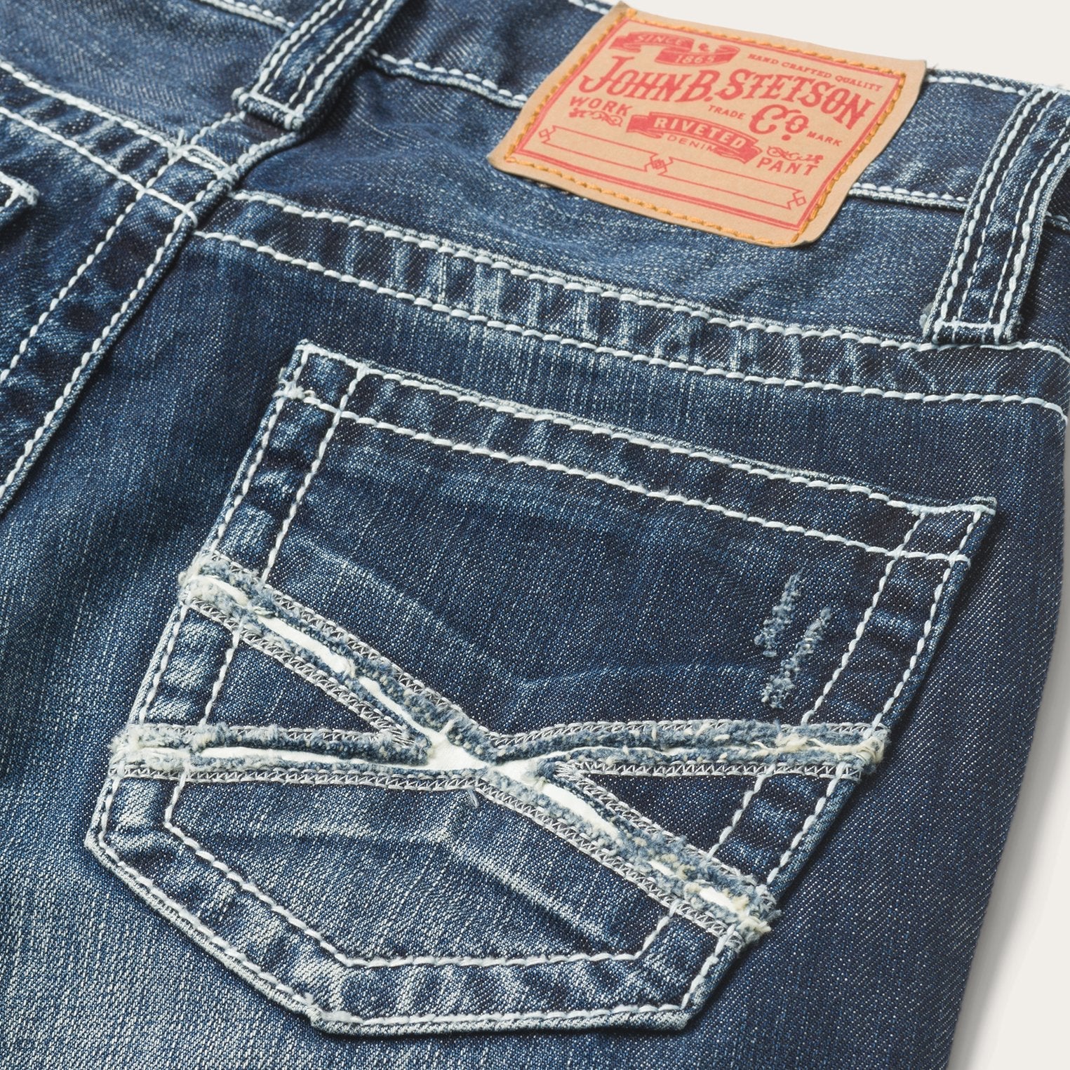 1014 Fit Destructed Medium Wash Jeans Blue | Stetson Men