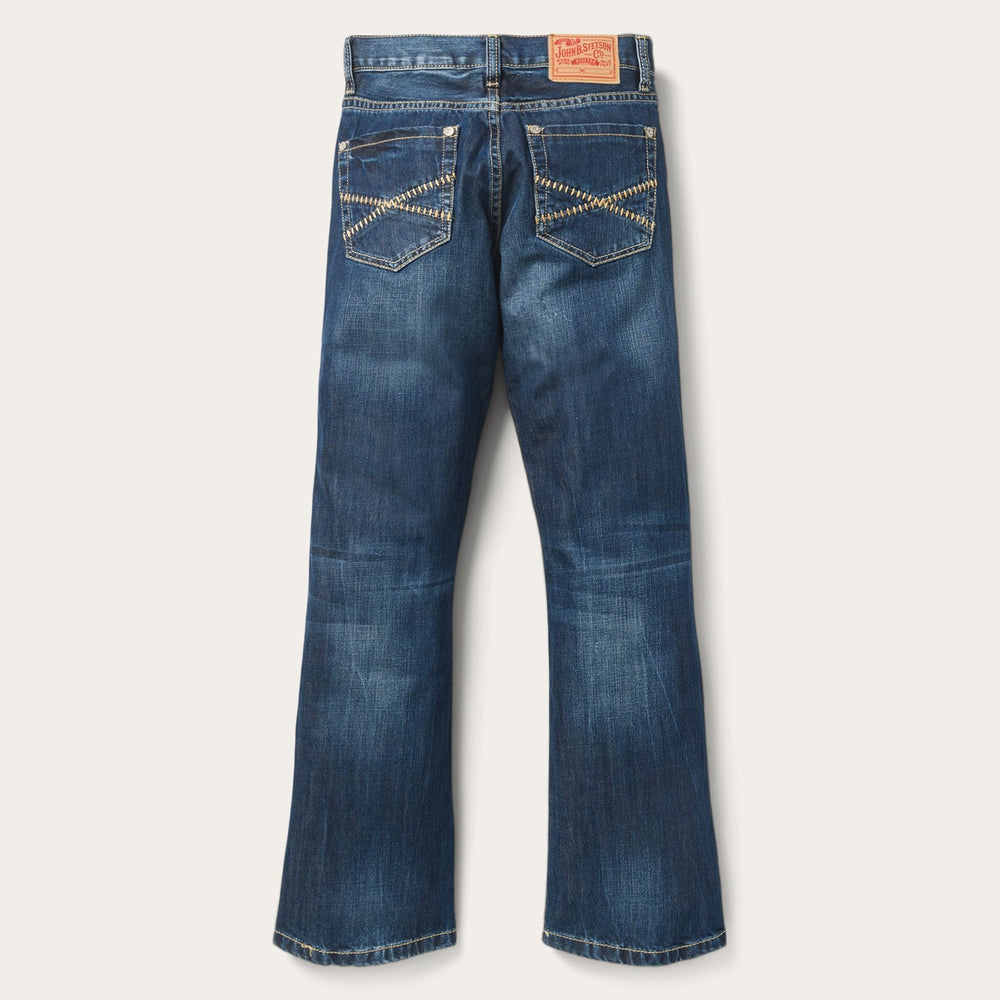 1014 Fit Semi-Destructed Wash Jeans Blue | Stetson Men