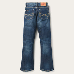 1014 Fit Semi-Destructed Wash Jeans Blue | Stetson Men