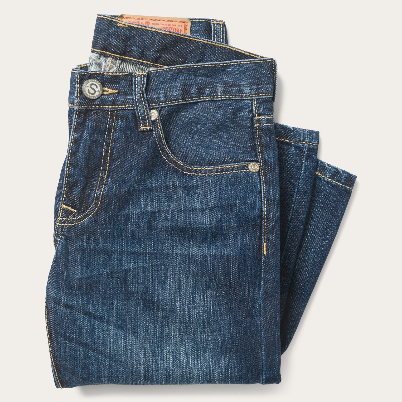 1014 Fit Semi-Destructed Wash Jeans Blue | Stetson Men