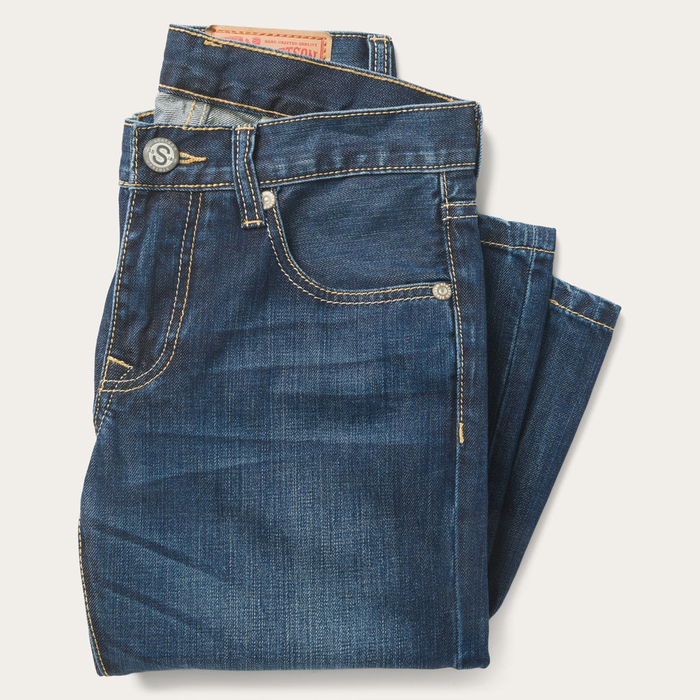 1014 Fit Semi-Destructed Wash Jeans Blue | Stetson Men