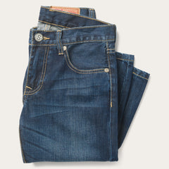 1014 Fit Semi-Destructed Wash Jeans Blue | Stetson Men