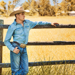 1520 Fit Light Wash Jeans With Tacking Blue | Stetson Men