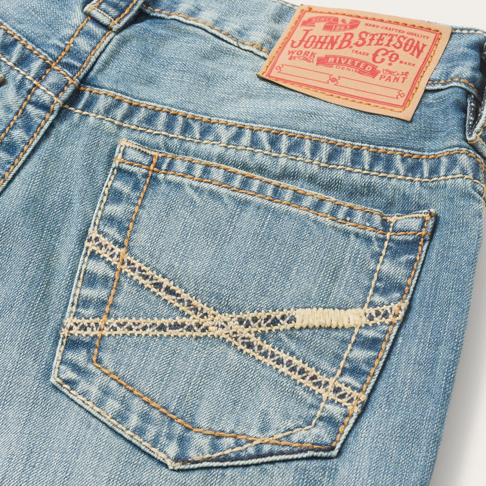 1520 Fit Light Wash Jeans With Tacking Blue | Stetson Men