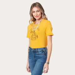 Hold Your Horses Graphic Tee Yellow | Stetson Women