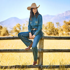 214 City Trouser Jeans In Medium Wash Blue | Stetson Women