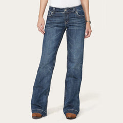 214 City Trouser Jeans With Chevron Back Pocket Blue | Stetson Women