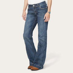 214 City Trouser Jeans With Chevron Back Pocket Blue | Stetson Women