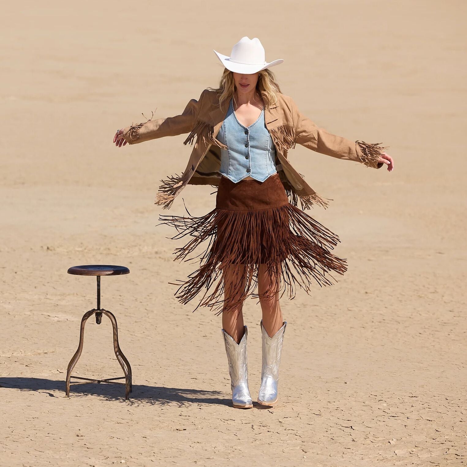 Suede Fringed Skirt Brown | Stetson Women