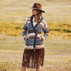 Suede Fringed Skirt Brown | Stetson Women