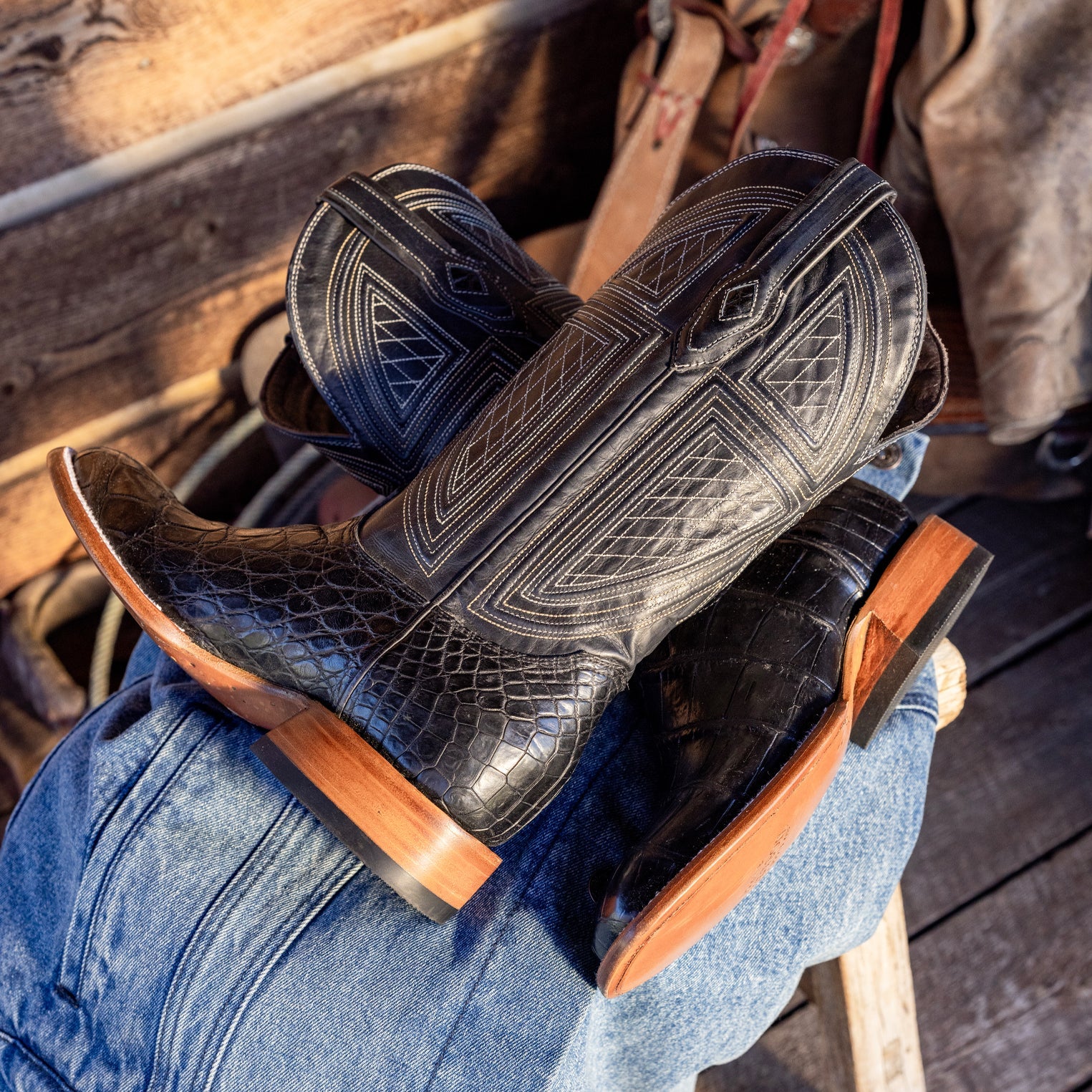 Black Falls Alligator Cowboy Boot Black | Stetson