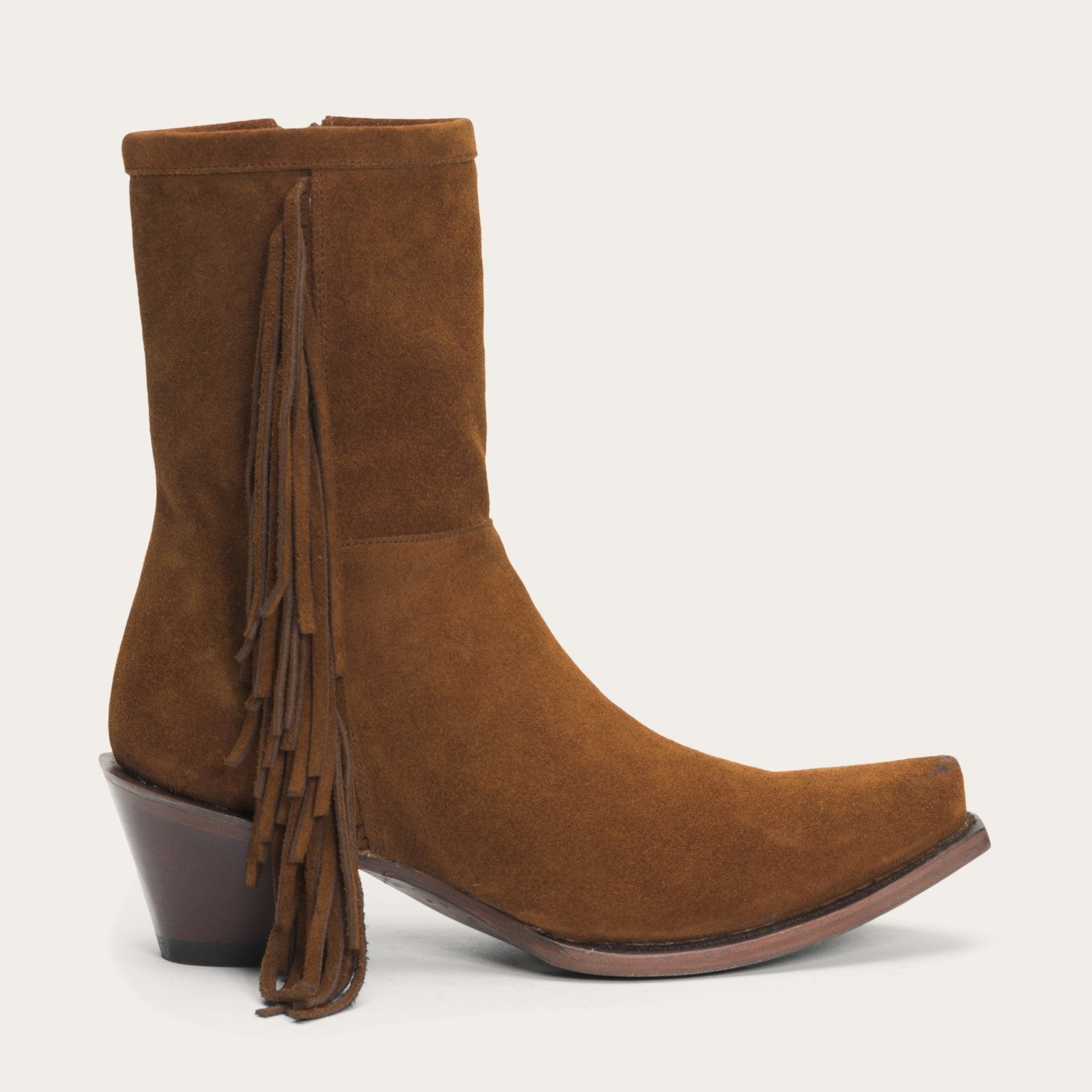 Halle Suede Fringe Side Zip Boot Brown | Stetson