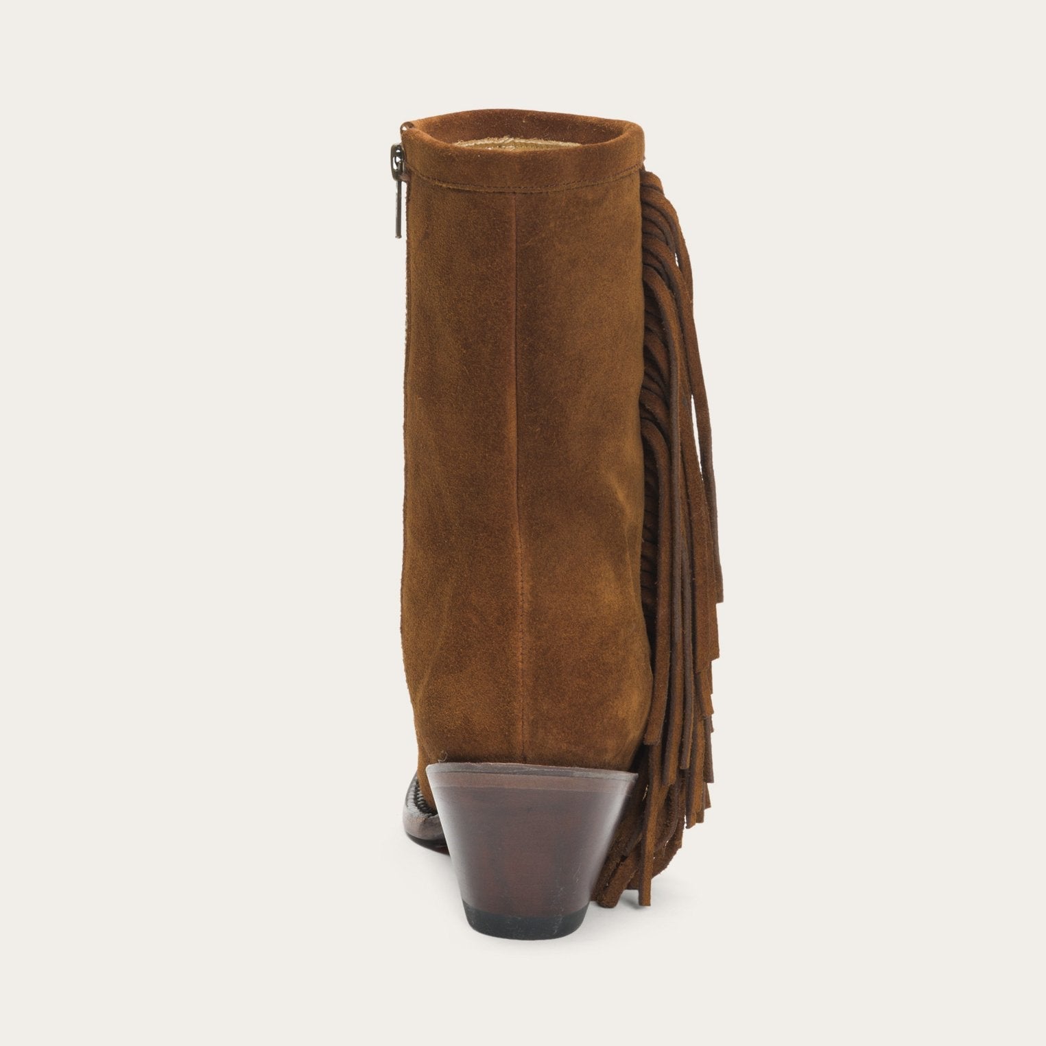 Halle Suede Fringe Side Zip Boot Brown | Stetson