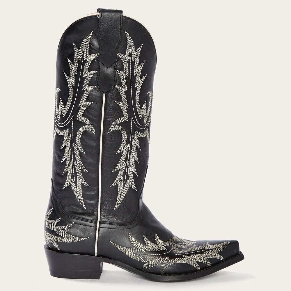 Tina Black & White Flame Embroidered Cowboy Boot Black | Stetson