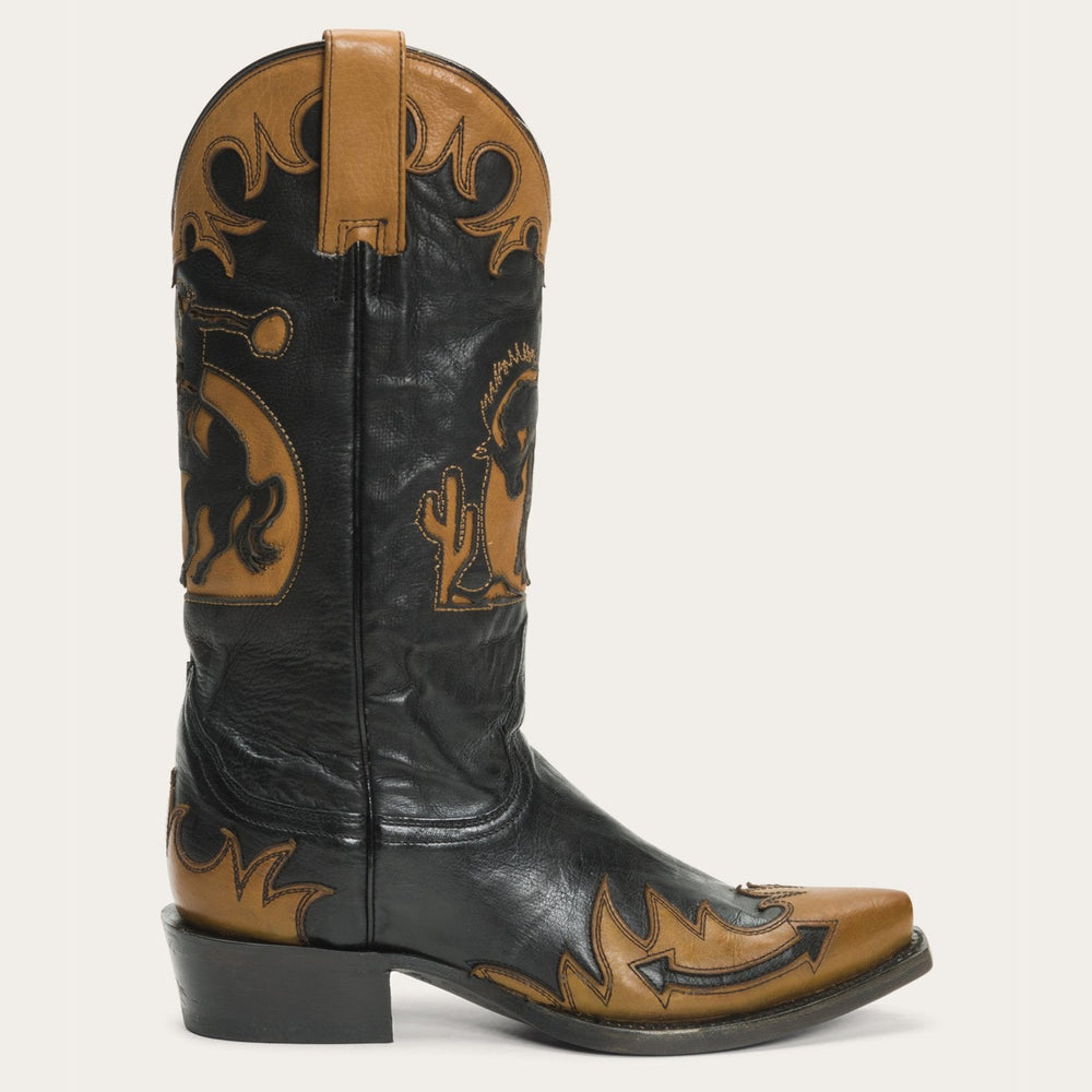 Faye Cowgirl & Horse Underlay Leather Boot Black | Stetson