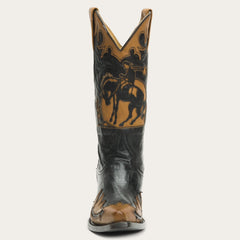 Faye Cowgirl & Horse Underlay Leather Boot Black | Stetson