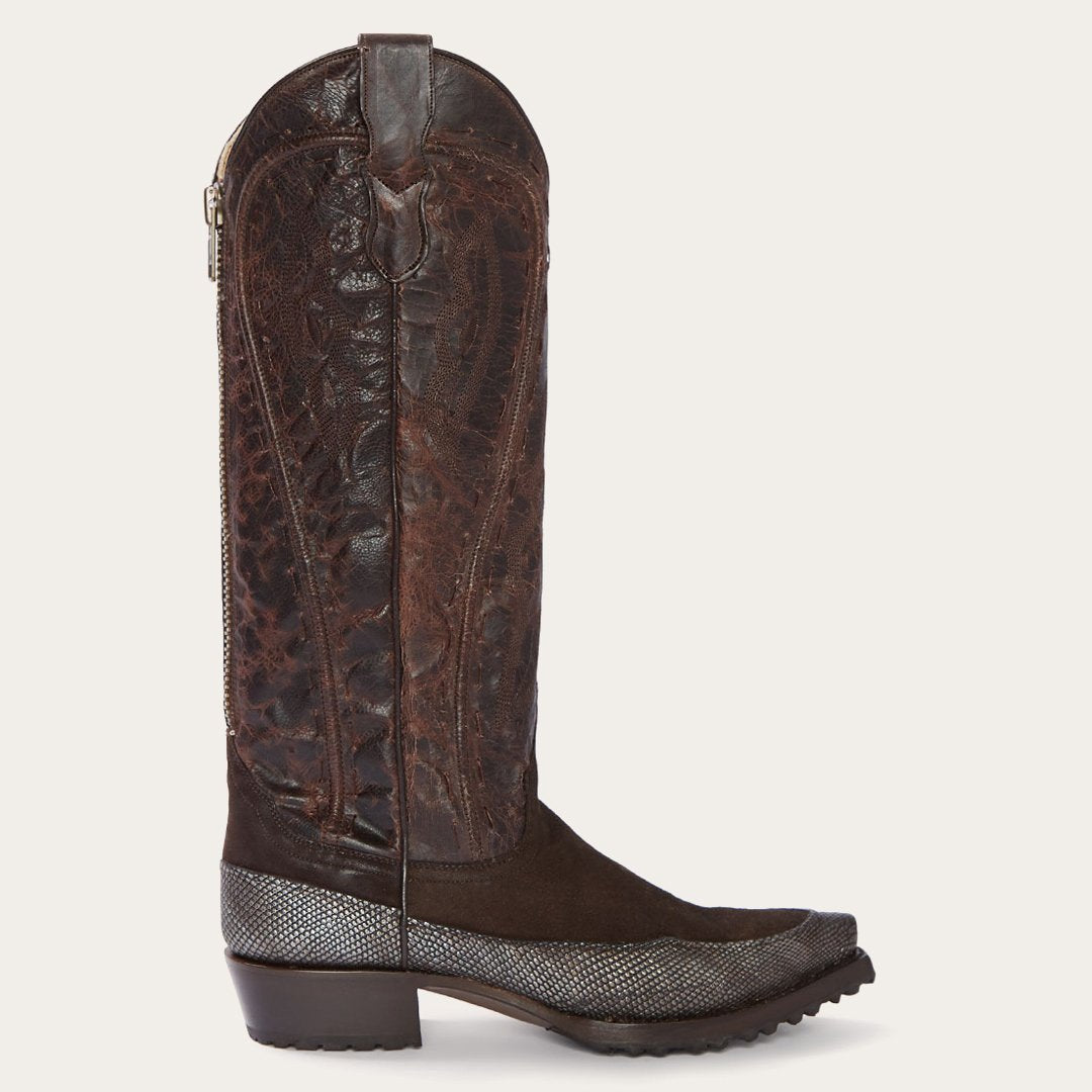 Dakota Brown Suede & Teju Cowboy Boot Brown | Stetson