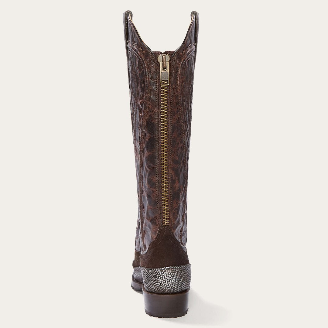 Dakota Brown Suede & Teju Cowboy Boot Brown | Stetson