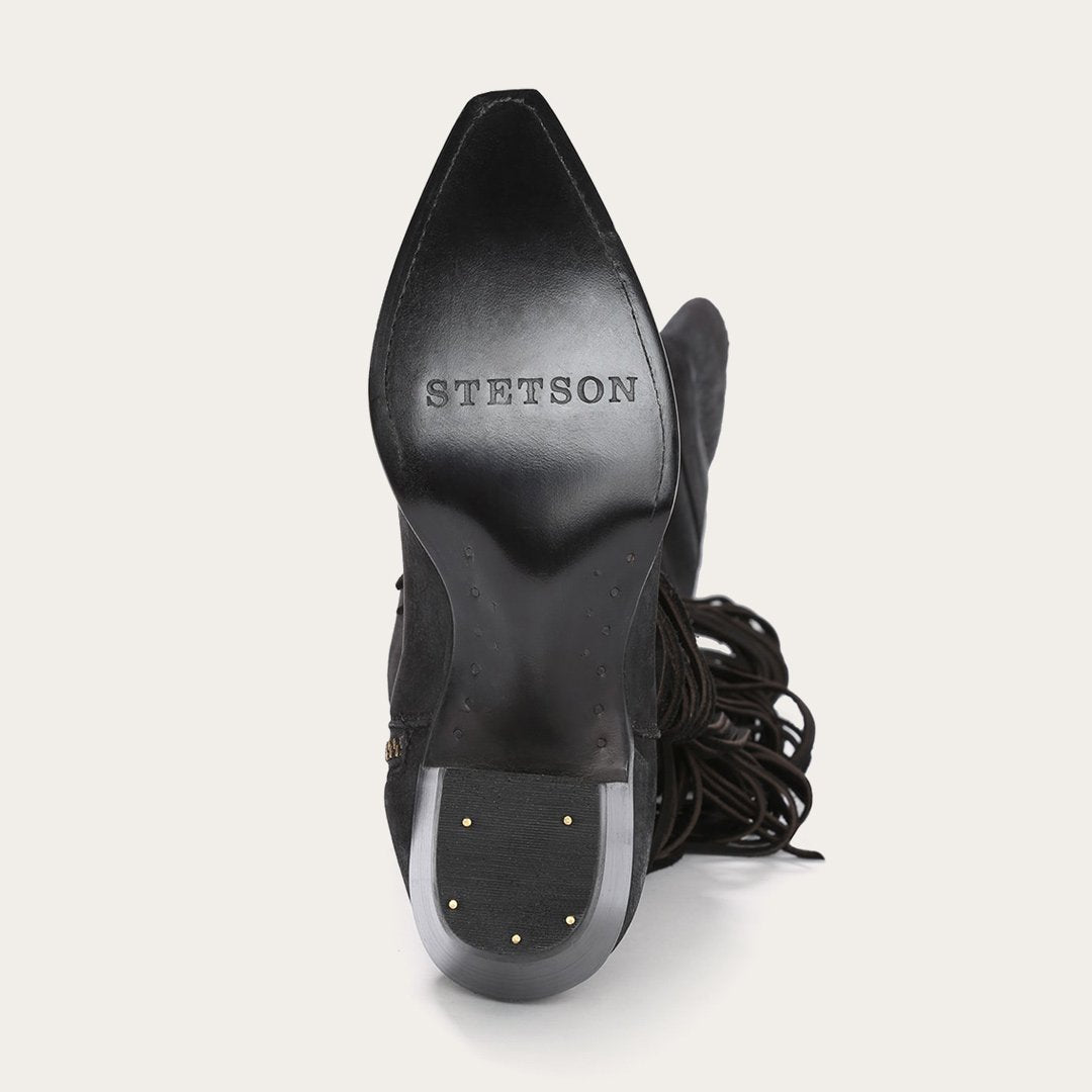 Glam Over-The-Knee Fringe Boot Black Leather | Stetson
