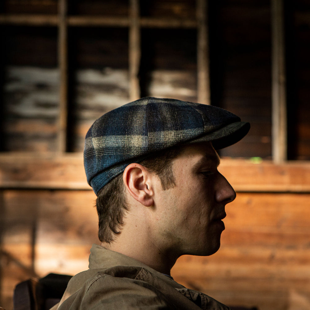 Ivy Virgin Wool Cap Blue Beige Check | Stetson Hats