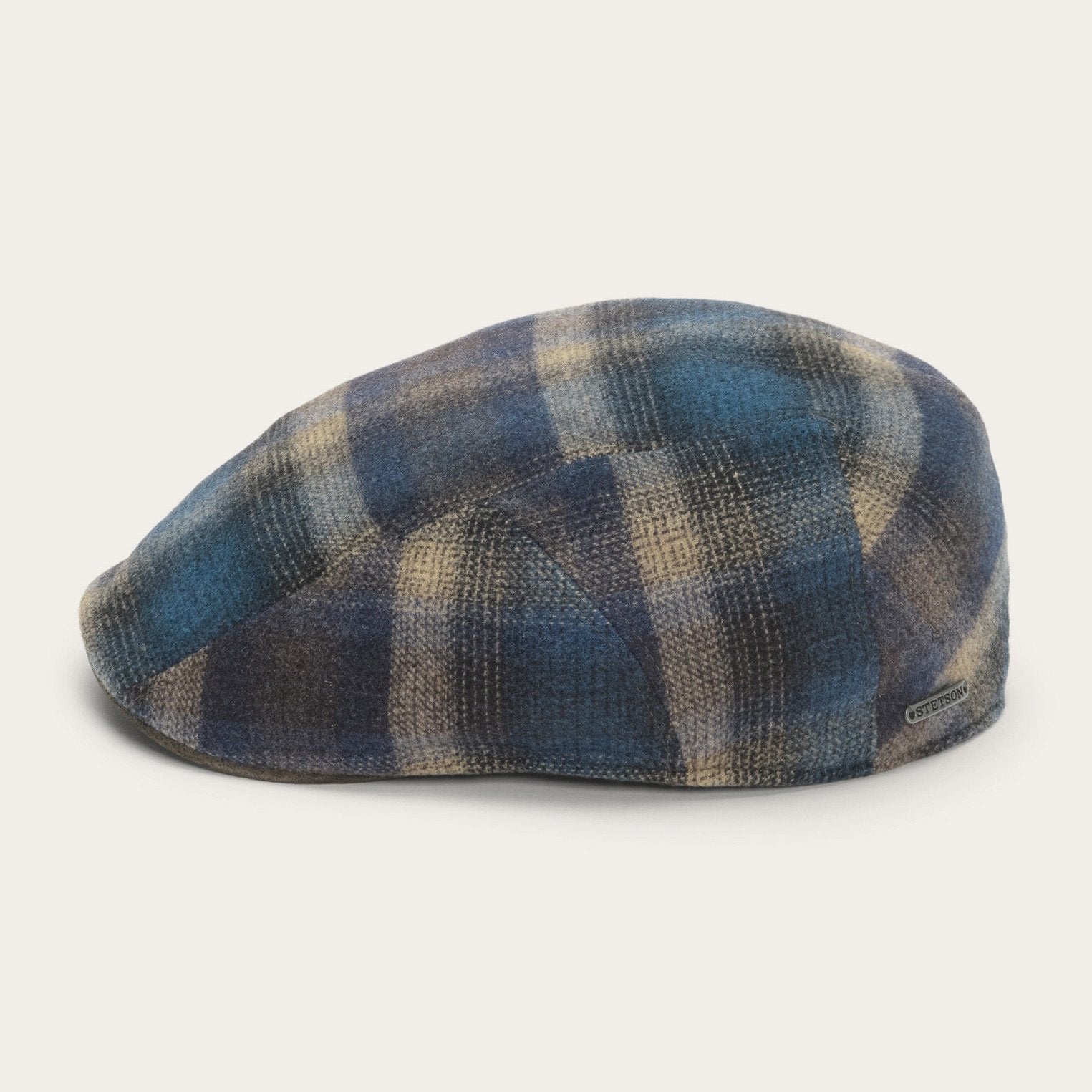 Ivy Virgin Wool Cap Blue Beige Check | Stetson Hats