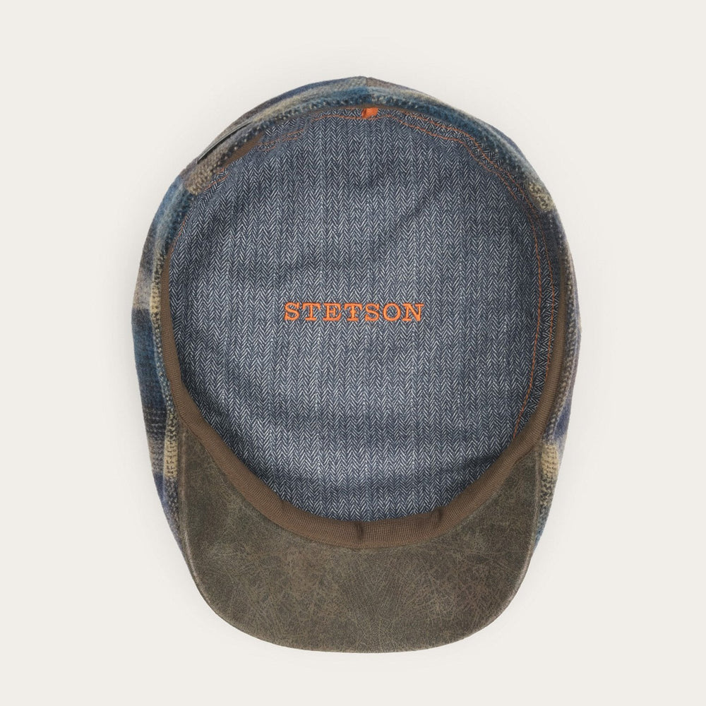 Ivy Virgin Wool Cap Blue Beige Check | Stetson Hats