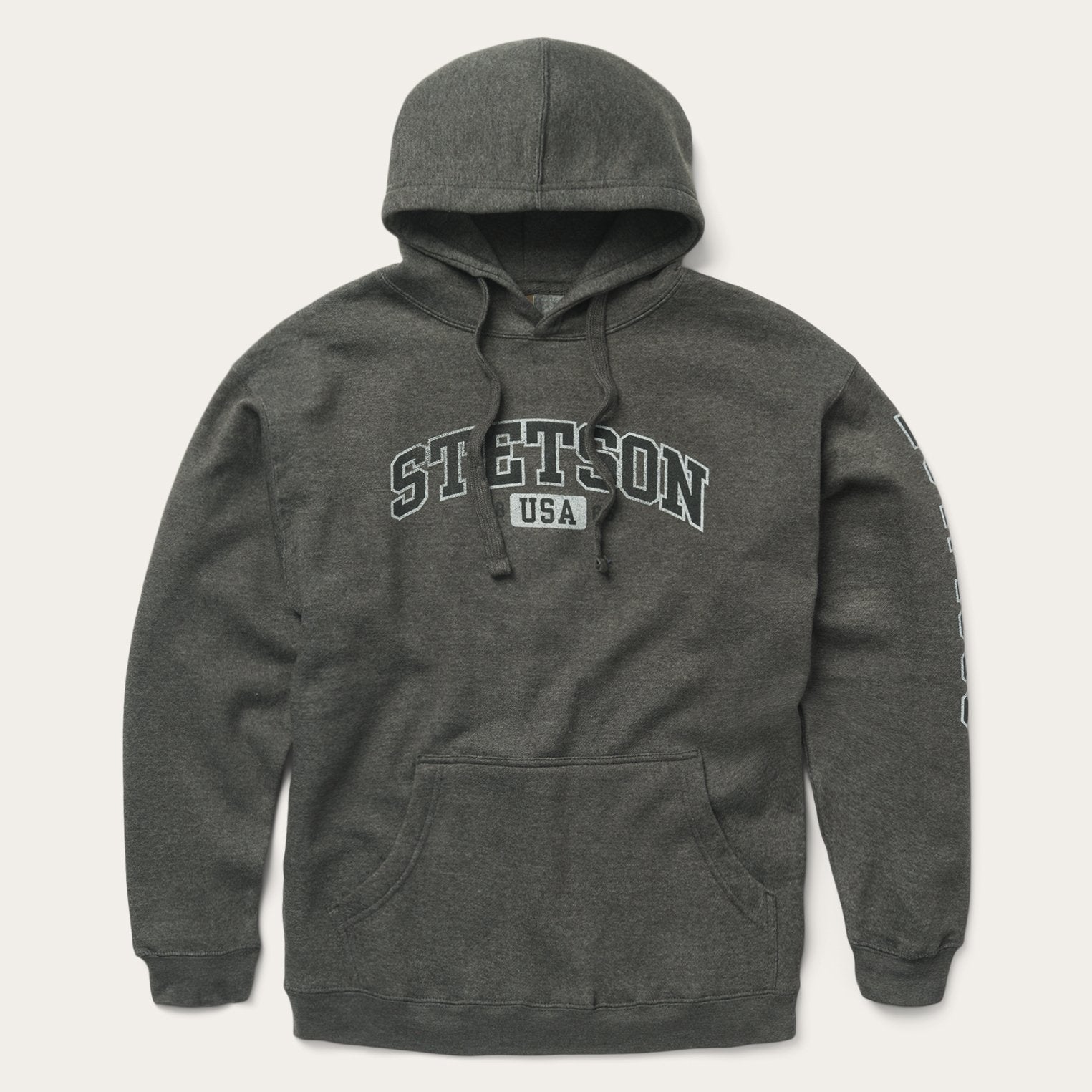 Charcoal Heather Fleece Hooded Sweatshirt Grey | Stetson Men