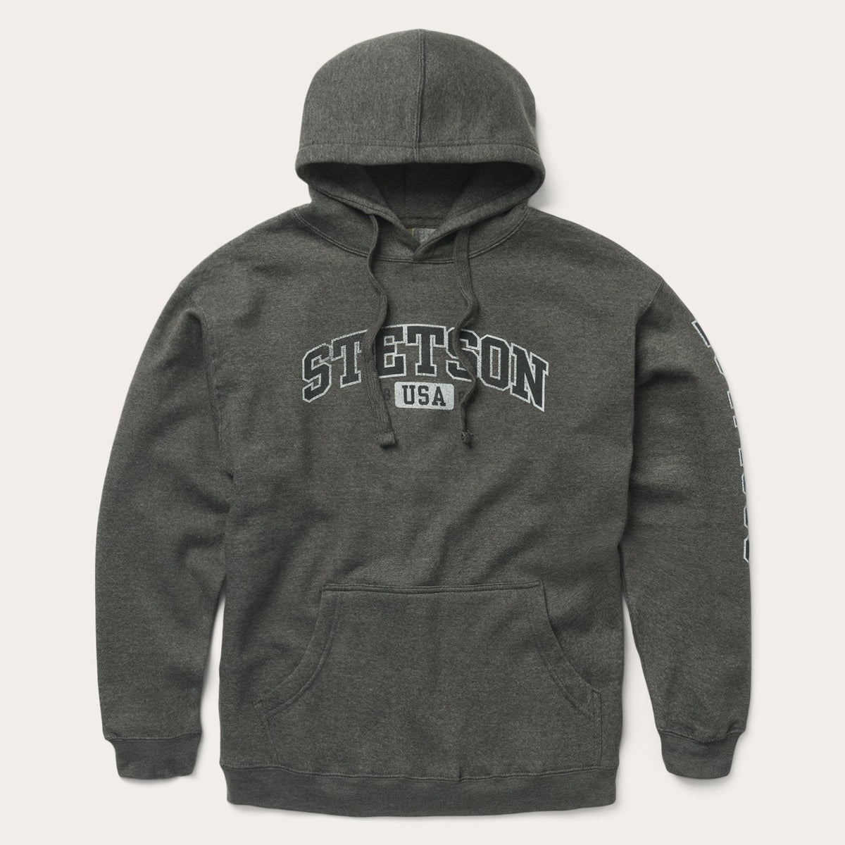 Charcoal Heather Fleece Hooded Sweatshirt Grey | Stetson Men
