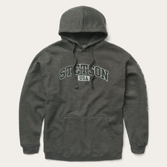 Charcoal Heather Fleece Hooded Sweatshirt Grey | Stetson Men