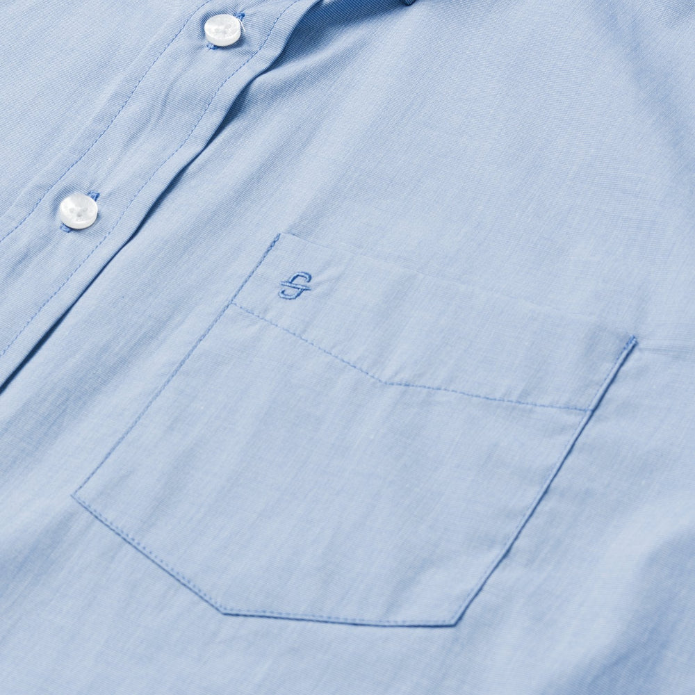 Blue Solid One-Pocket Snap-Front Shirt Blue | Stetson Men