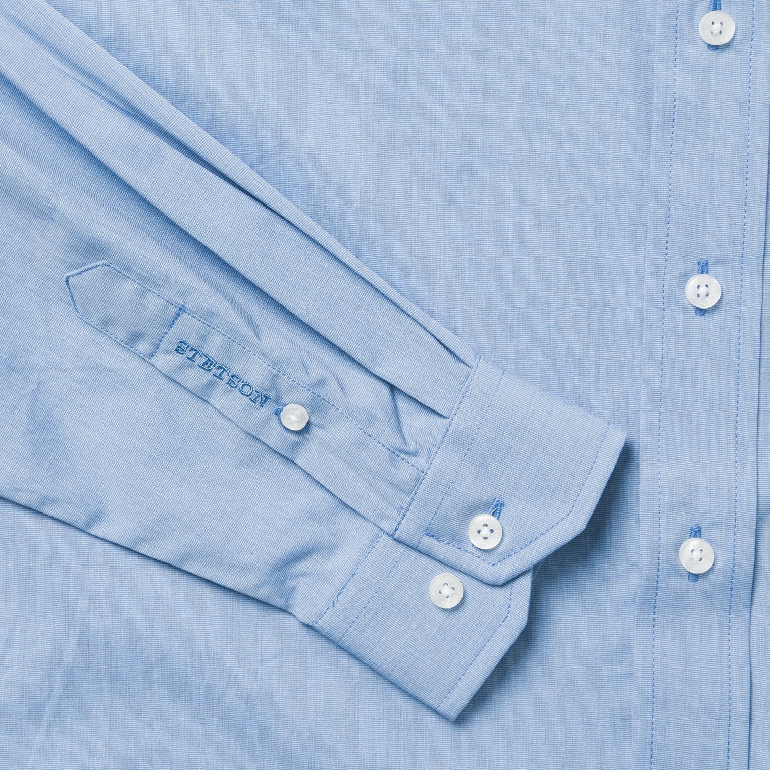 Blue Solid One-Pocket Snap-Front Shirt Blue | Stetson Men