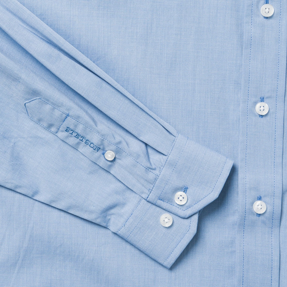 Blue Solid One-Pocket Snap-Front Shirt Blue | Stetson Men