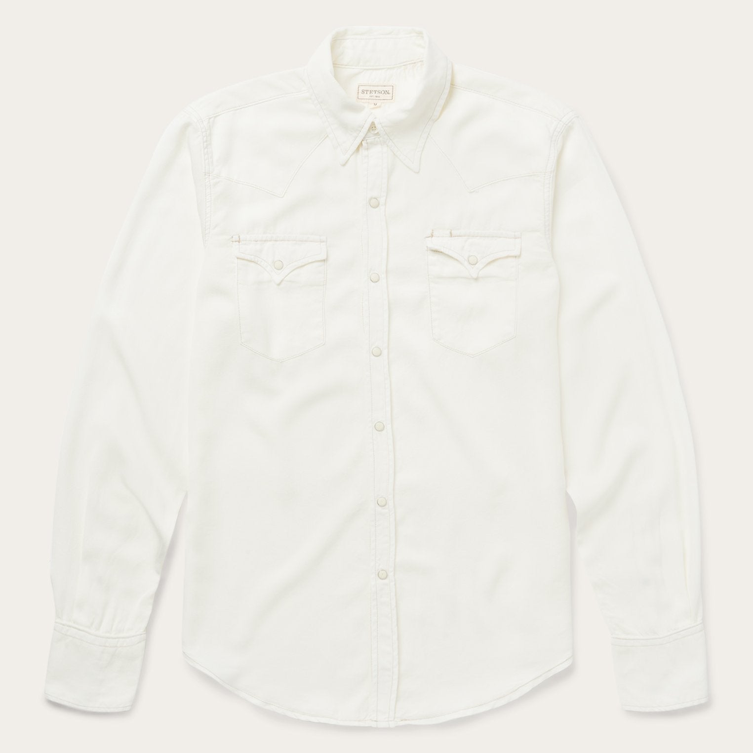 Cream Twill Shirt White | Stetson Men