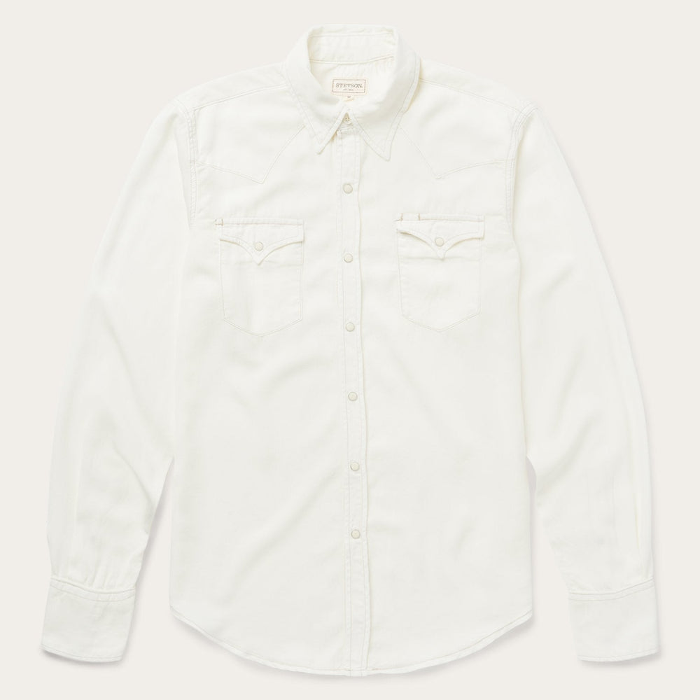 Cream Twill Shirt White | Stetson Men
