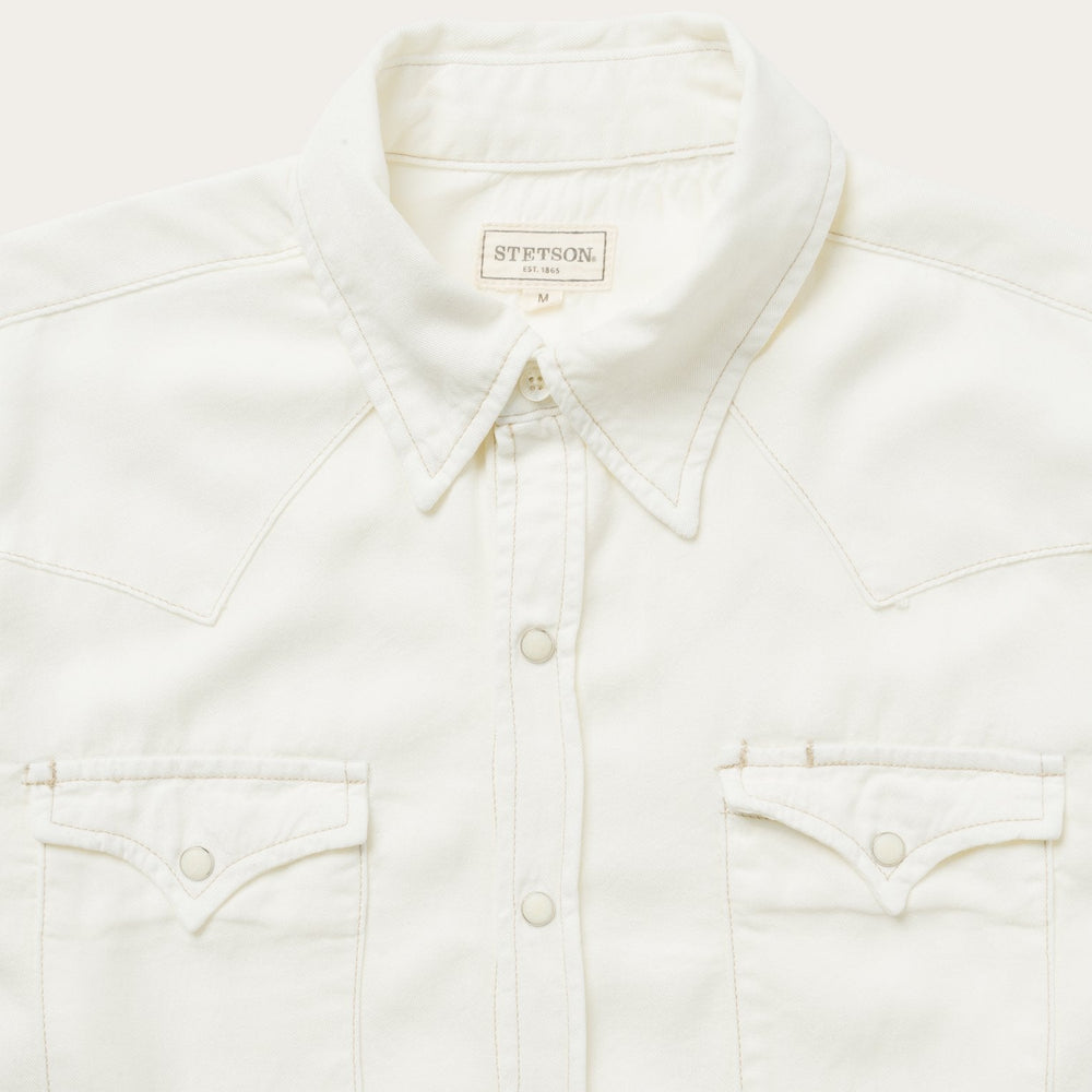Cream Twill Shirt White | Stetson Men
