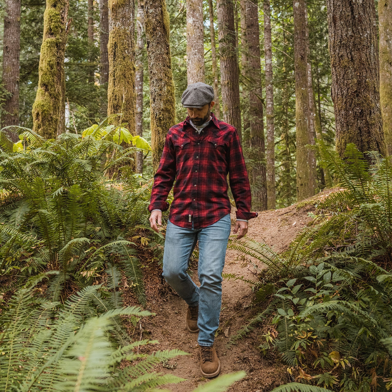 Brushed Twill Plaid Shirt Black | Stetson Men